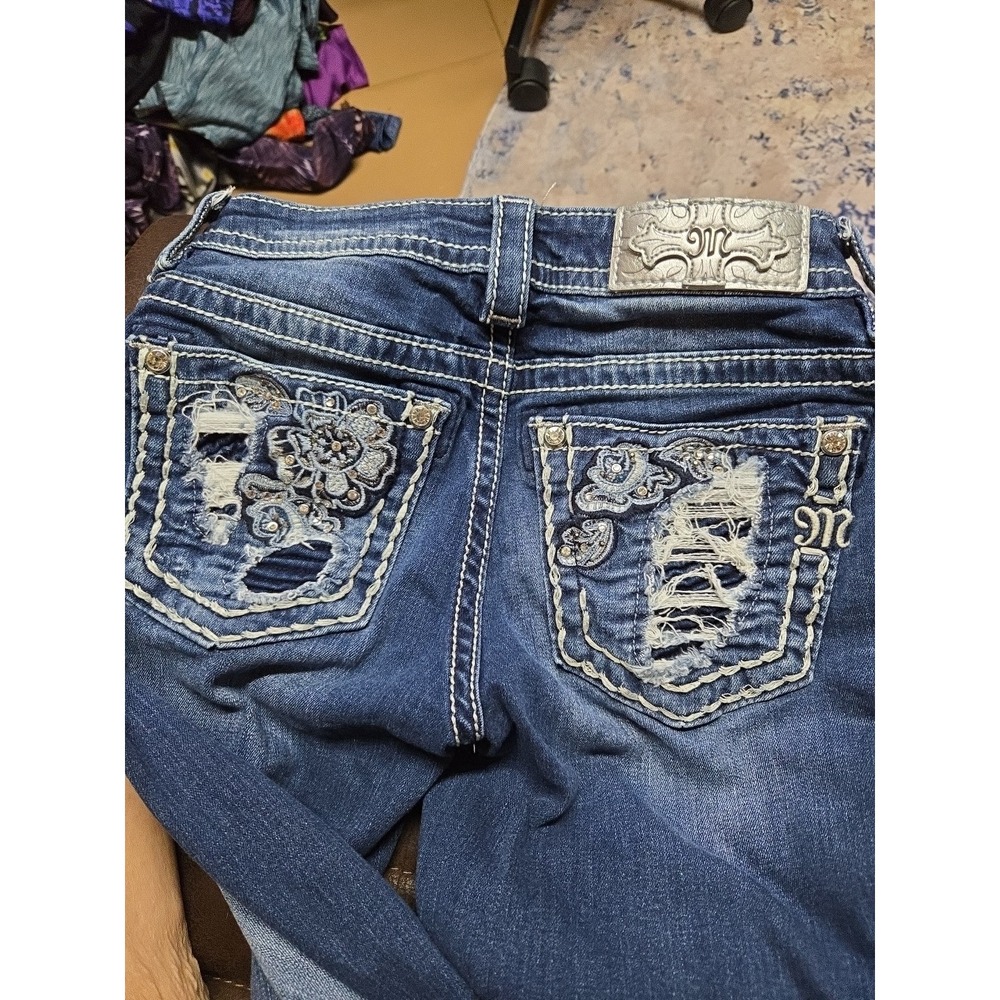 Women's MISS ME Boot Cut Jeans Sz 25 Embellished Pockets